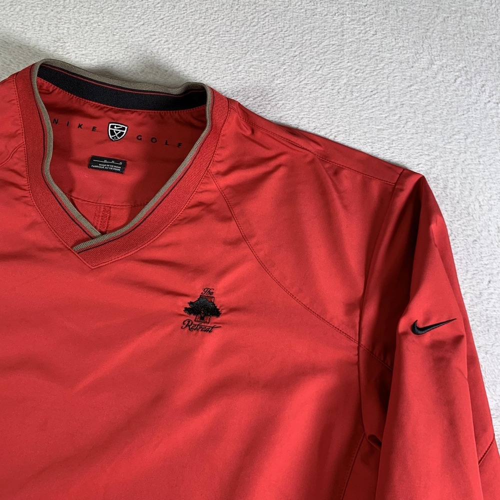 Nike Golf Jacket Mens Medium Red V-Neck‎ Pullover The Retreat Windbreaker Coat